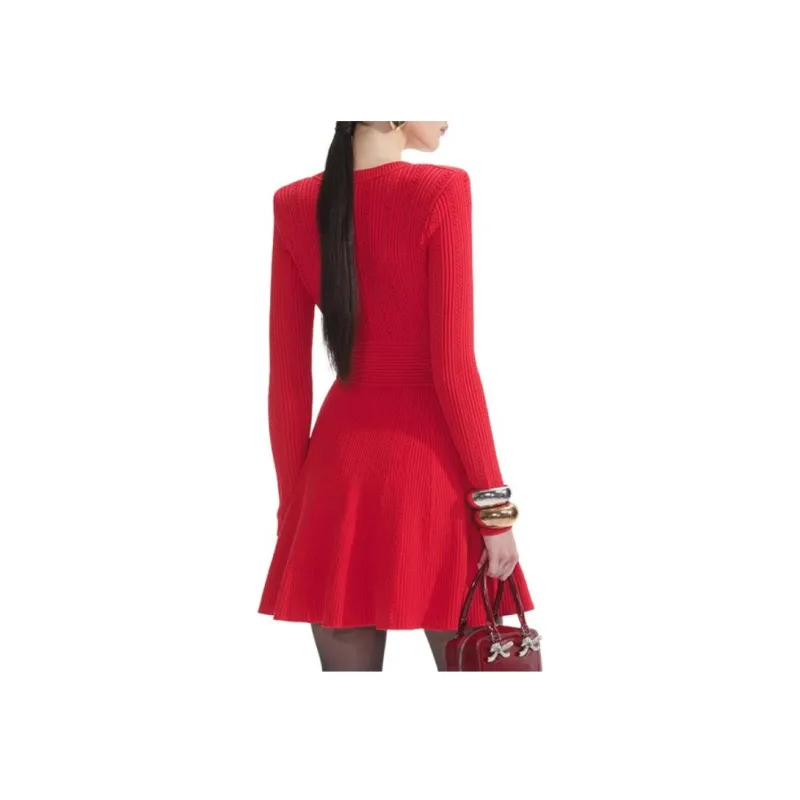 Self portrait Pointelle Knitted Mini Dress-3