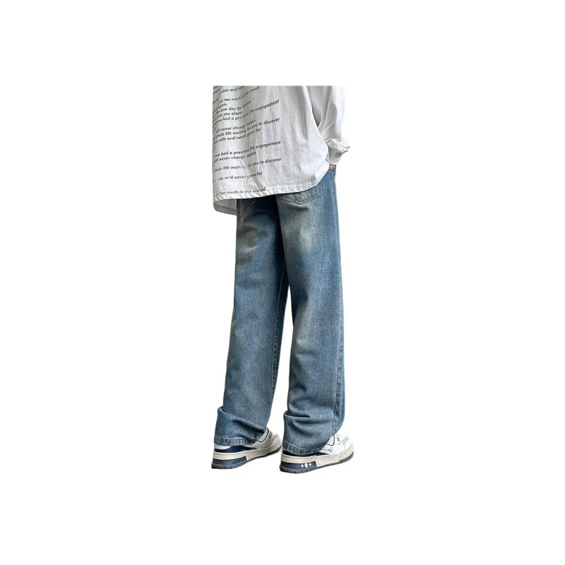 NOME Preppy Style Loose Fit Casual Washable Distressed Lace Up Jeans Unisex-9