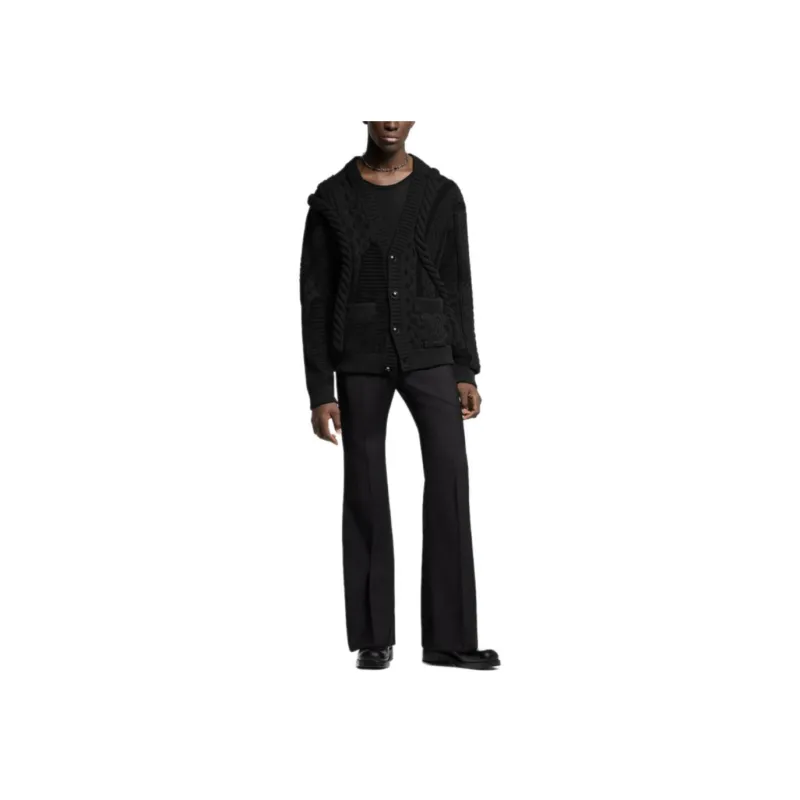 Lv Chunky Wool Blend Cable Cardigan-2