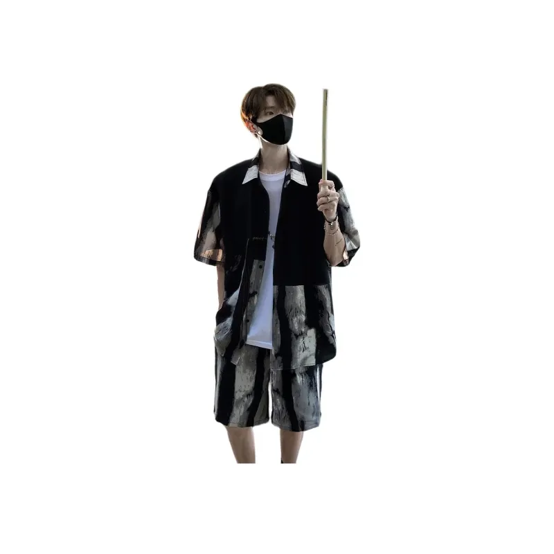 Izex Shirt Matching Set Men's Ink Wash Painting-1
