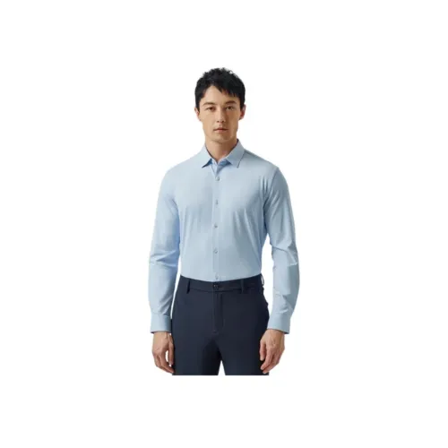 DIKENI 블루 체크 남성 셔츠