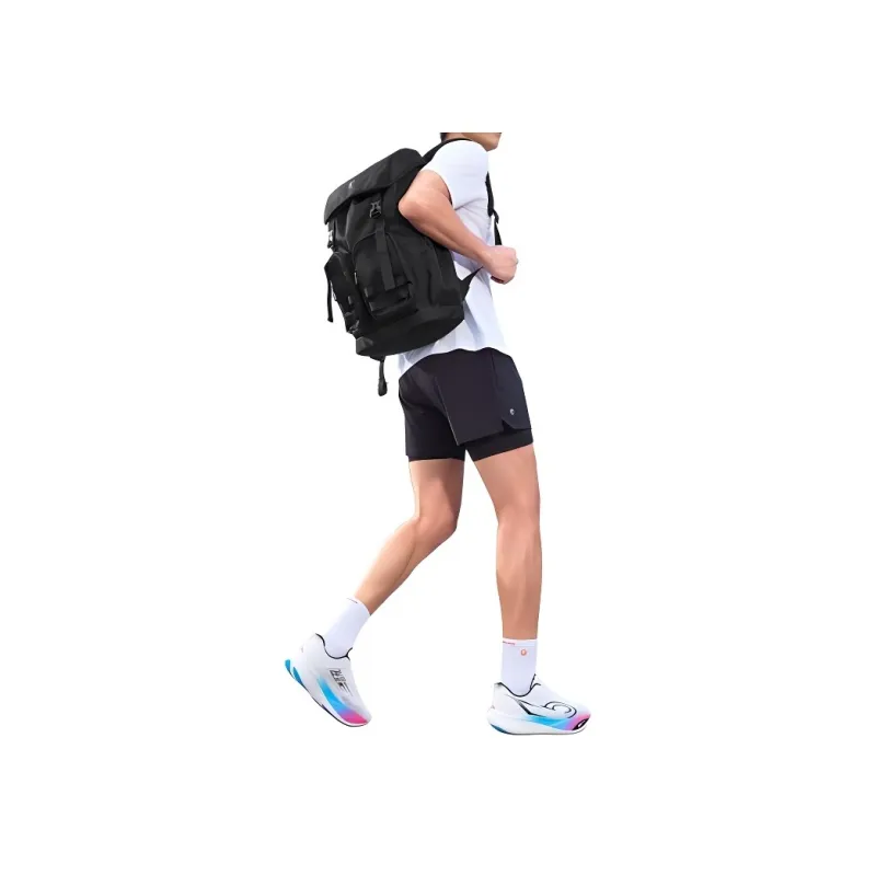QIAODAN Multi Pocket Backpack Unisex Black-2