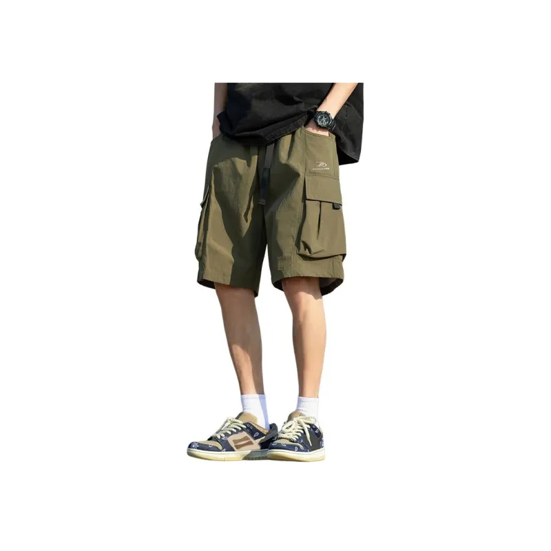 Warrior Huichao Riding The Wind Collection Cargo Shorts Unisex Army Green-0
