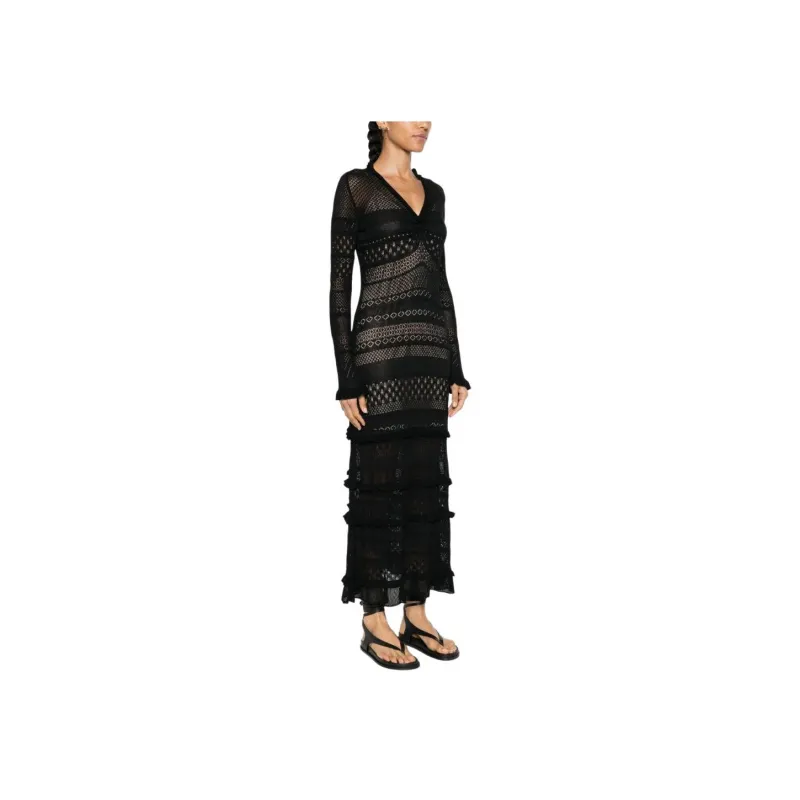 Twinset Open-knit Ruffled Maxi Dress-2