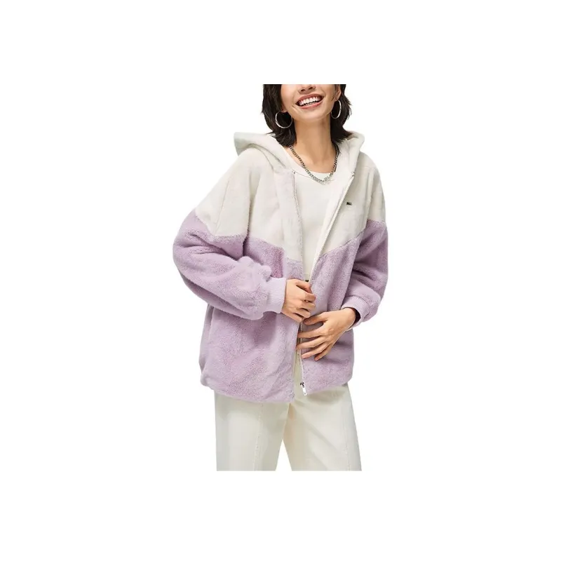 LINING Sports Trend Series Velvet Jackets Women's Ecru Lotus Root Powders Purple Gradient-1