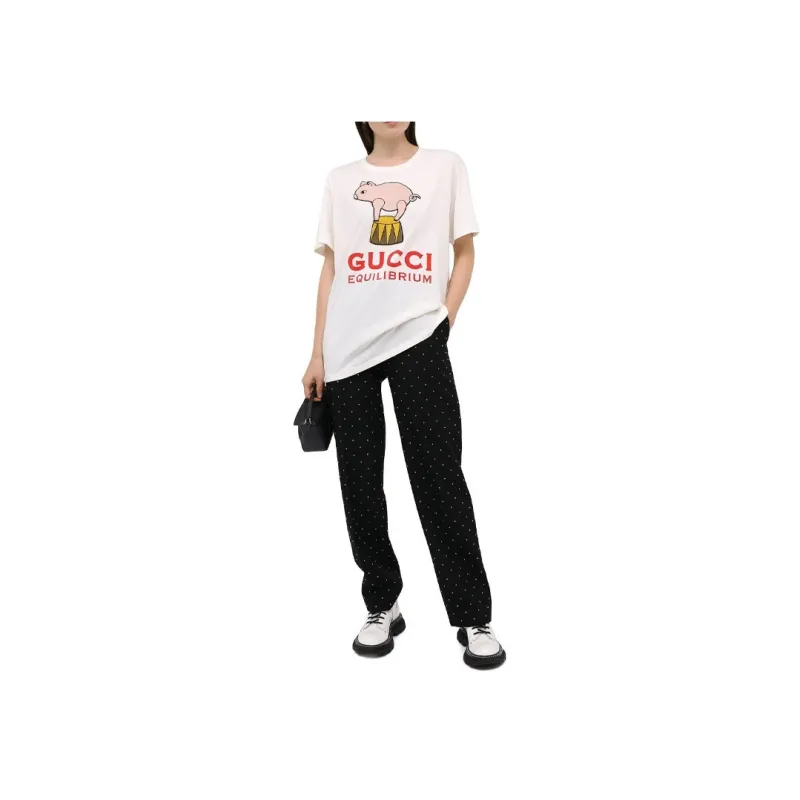 GUCCI Drop Shoulder Sleeve T Shirt Women's Ecru-3