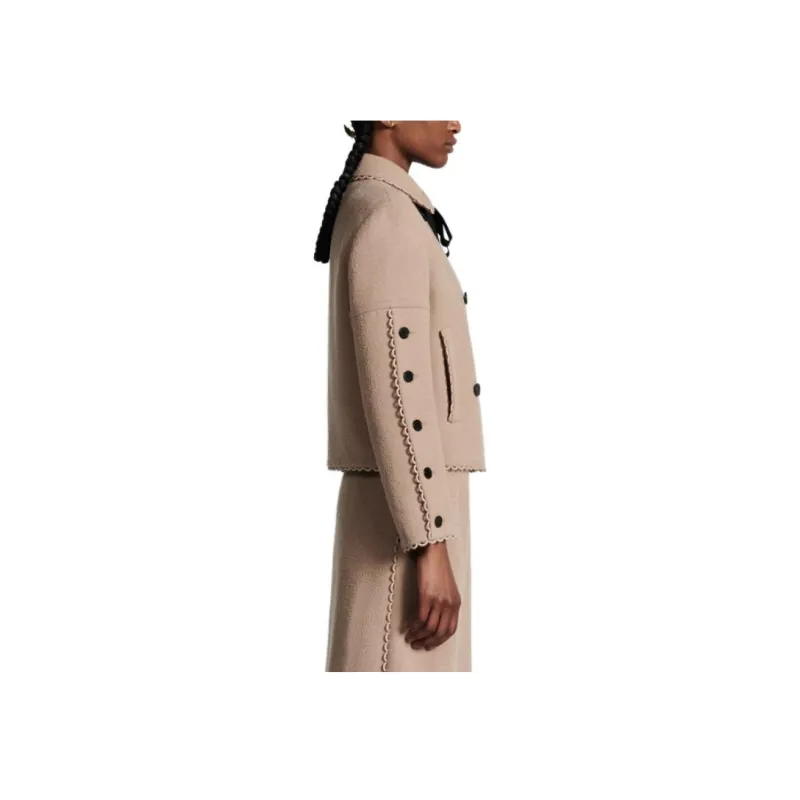 DIOR Laine Vierge Double Face Bouclette Beige Jackets Coats Women's Brown-4