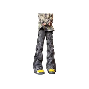 PANDA ADEVIL Classic Fashion Jeans Unisex Black Gray Shades