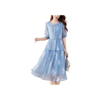 Ink Beauty Short Sleeved Dresses Women's Denim Blue