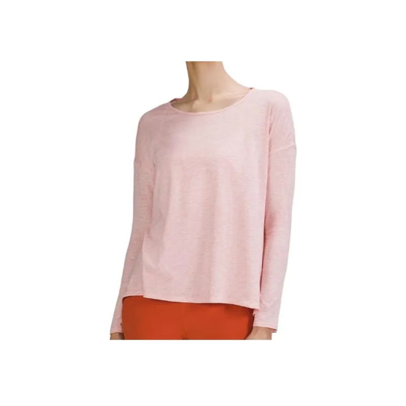 Lululemon Drop Shoulder Sleeve T-Shirt Women's Mixed Color Soft Pink-1