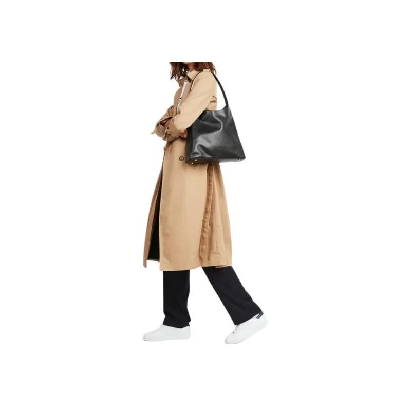 INES DE LA FRESSANGE Smooth Calf Leather Tote Bag, Shopping Bag, Shoulder Bag Medium Size Women's Black-3