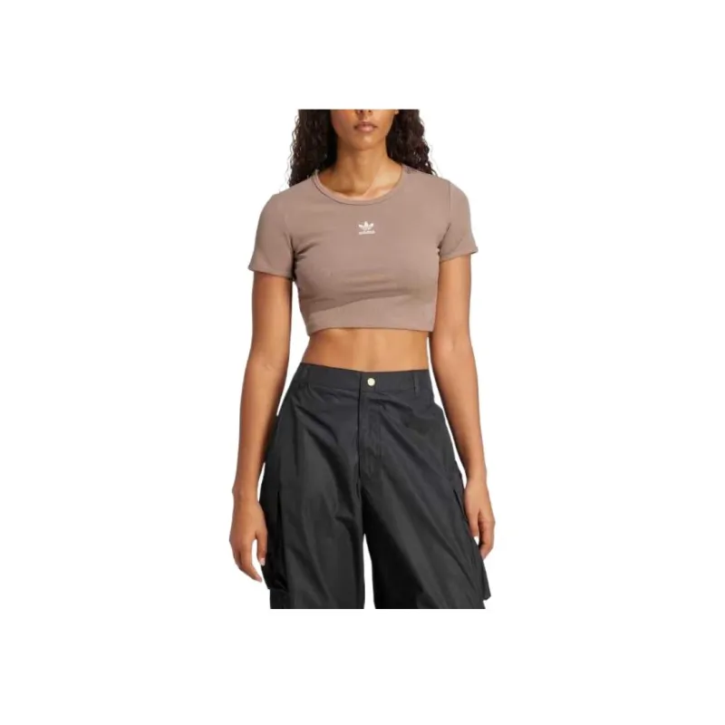 Adidas Women's Essentials Slim T Shirt Trace Brown-1