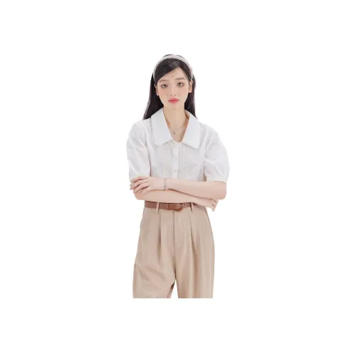DEAR DEER PUFF 화이트 여성 셔츠