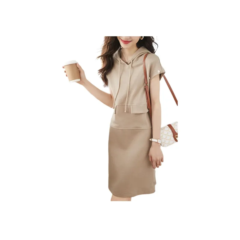 Mo Han Yi Mei Short Sleeved Dress Women's Khaki-0