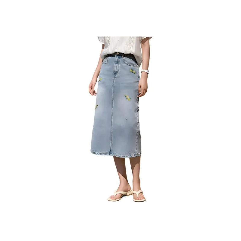 XWI Denim Long Skirts Women's Light Blue-0
