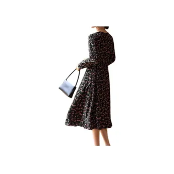 XWI Long Sleeved Dresses Women's Black Base With Multicolor