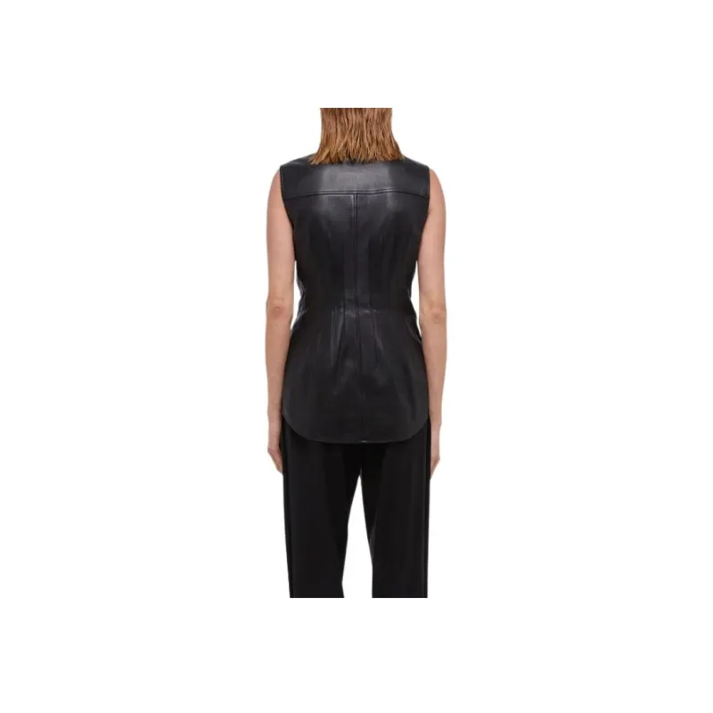 Helmut Lang Leather Waisted Dart Shirt-5