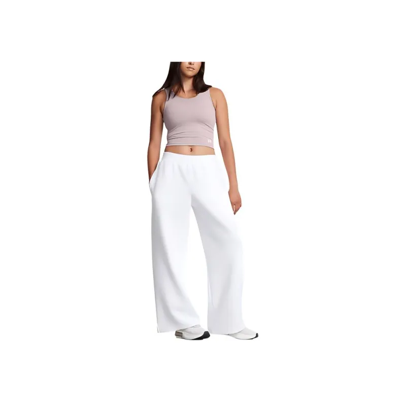 Under Armour Unstoppable Fleece Wide Leg Pants Knitted Sports Pants Women's White-4