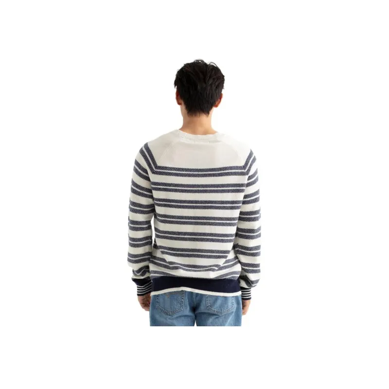 GUESS Sweater Men's White Blue Stripes-2