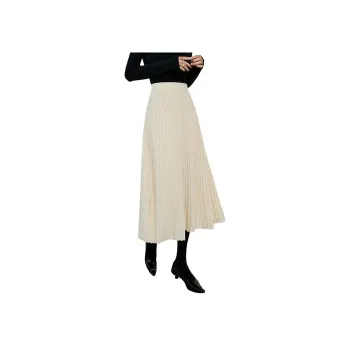 Late White Casual Long Skirts Women's Ecru