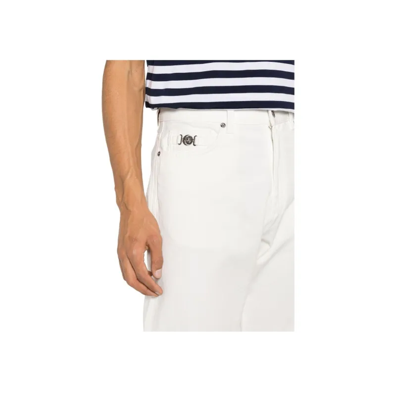 VERSACE Logo Patch Straight Leg Jeans-4