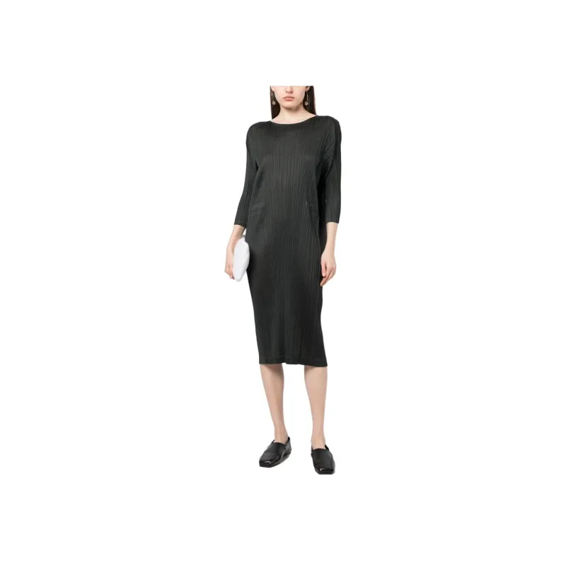 PLEATS PLEASE ISSEY MIYAKE Long-Sleeved Dresses Women's Black-1