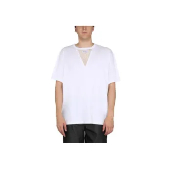 RAF SIMONS Fishnet panel Short sleeve T shirt