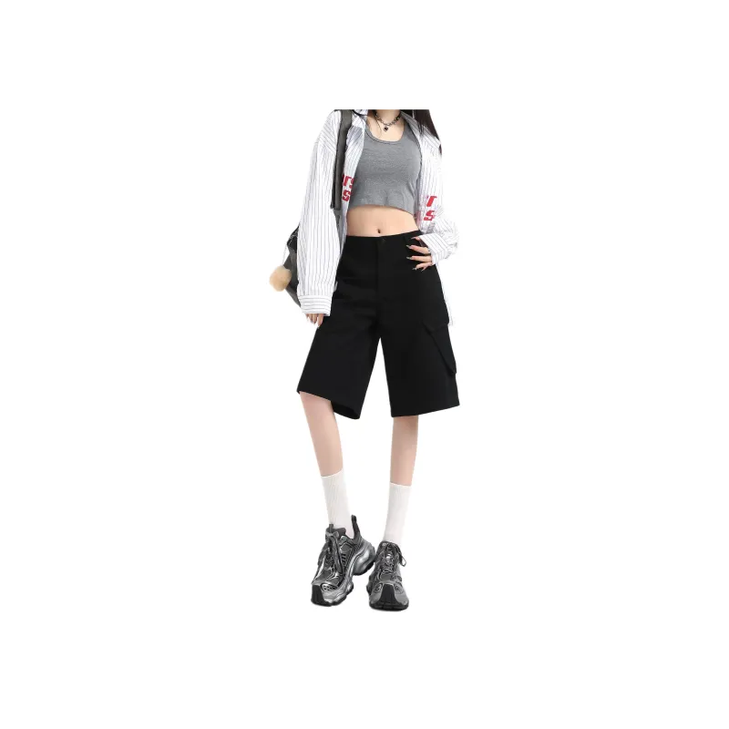 Wen Shan Denim Shorts Women's Black-1