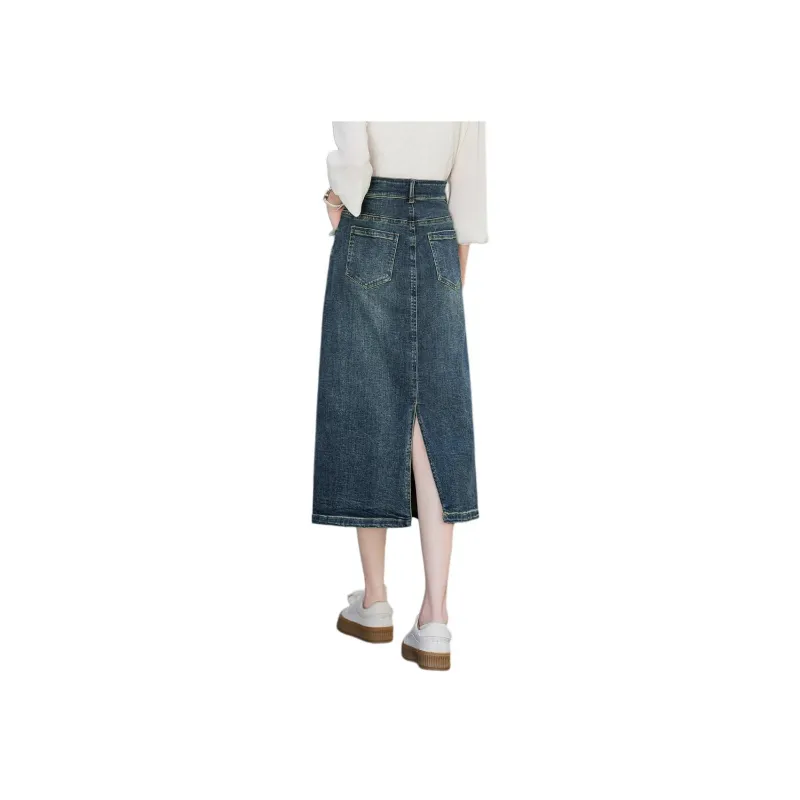 Like The Age Of Water Denim Long Skirt Women's Blue-0