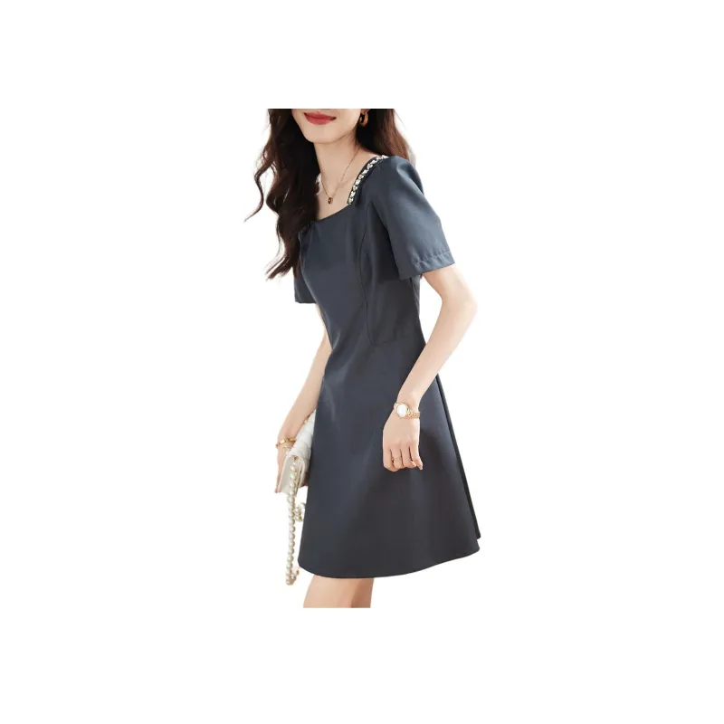 Mo Han Yi Mei Short Sleeved Dresses Women's Gray-1