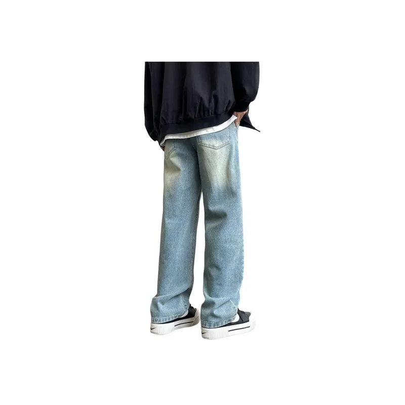 NOME Preppy Style Loose Fit Casual Washable Distressed Lace Up Jeans Unisex-13