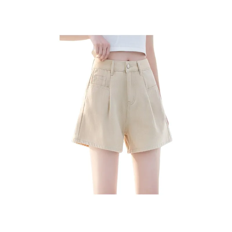Mo Han Yi Mei Denim Shorts Women's Khaki-0