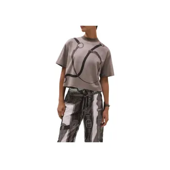 HERMES Drop Shoulder Sleeve T Shirt Women's Smoky Brown