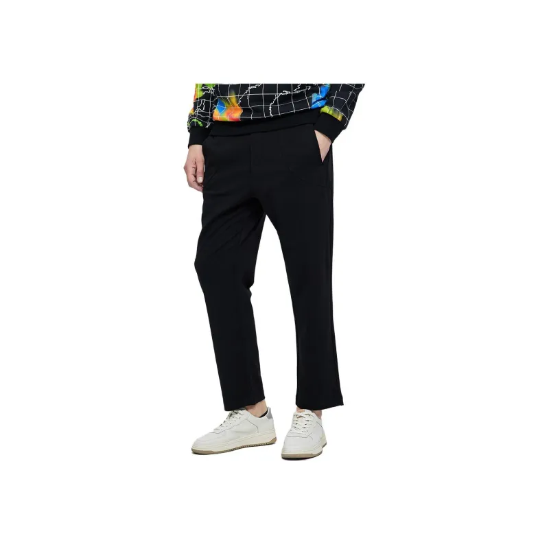 FAIRWHALE Casual Pants Men Pure Black-2