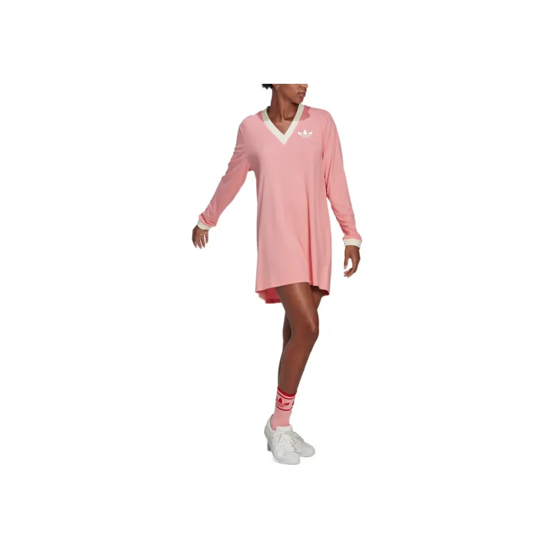 Adidas Originals Adicolor Long Sleeved Dresses Women's Pink-3