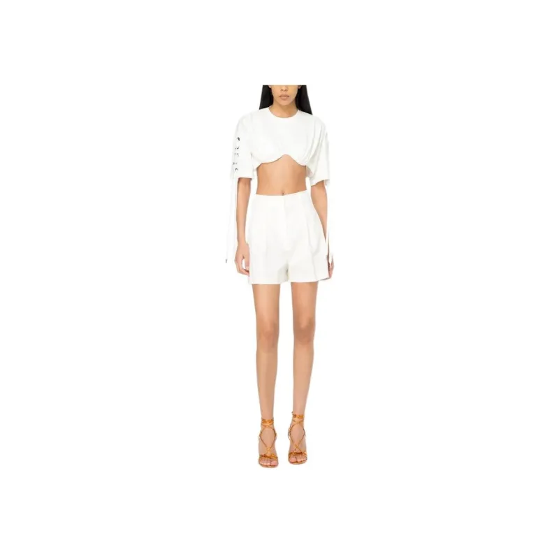 PINKO Tailored Linen Shorts Casual Shorts Women's White-3