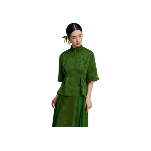 Weaving Division 잉크 그린 여성 셔츠
