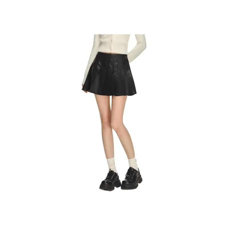 CLIMAX VISION Leather Short Skirts Women's Black-0