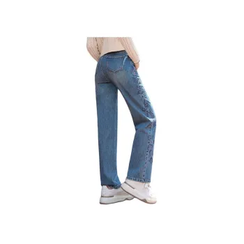 YUNGE Floor Length Jeans Pants Women's Blue