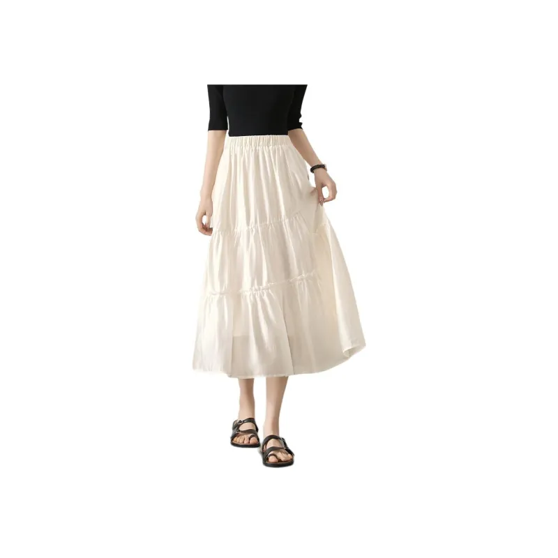 Mo Han Yi Mei Casual Long Skirt Women's White-0