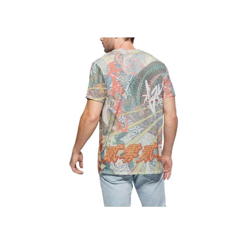 GUESS Collage Burnout Tee T-Shirt Men's Multicolor-1