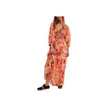 FREE PEOPLE Golden Hour Maxi Dress Long-Sleeved Dresses Women's Pale Pink/Light Pink