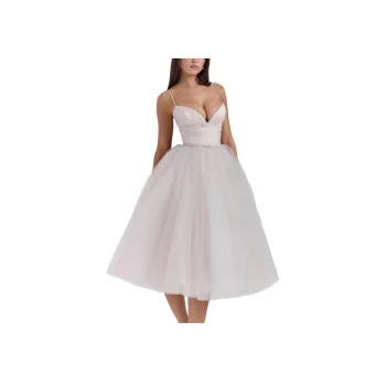 HOUSE OF CB Countess Slip Dress Women's DOVE/Gray White