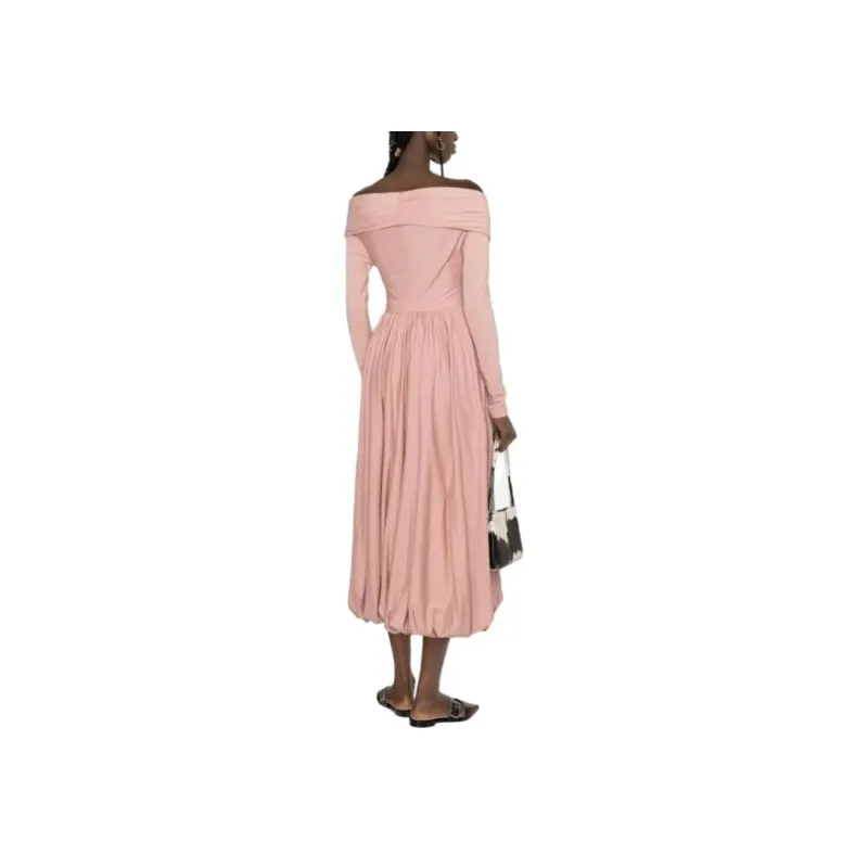 PHILOSOPHY DI LORENZO SERAFINI Off the shoulder Cotton Midi Dress-1