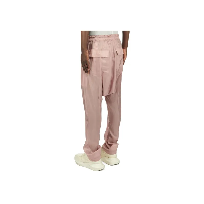RICK OWENS/RO Lido Drawstring Long Cupro Japonette Casual Pants Men's Pink-2
