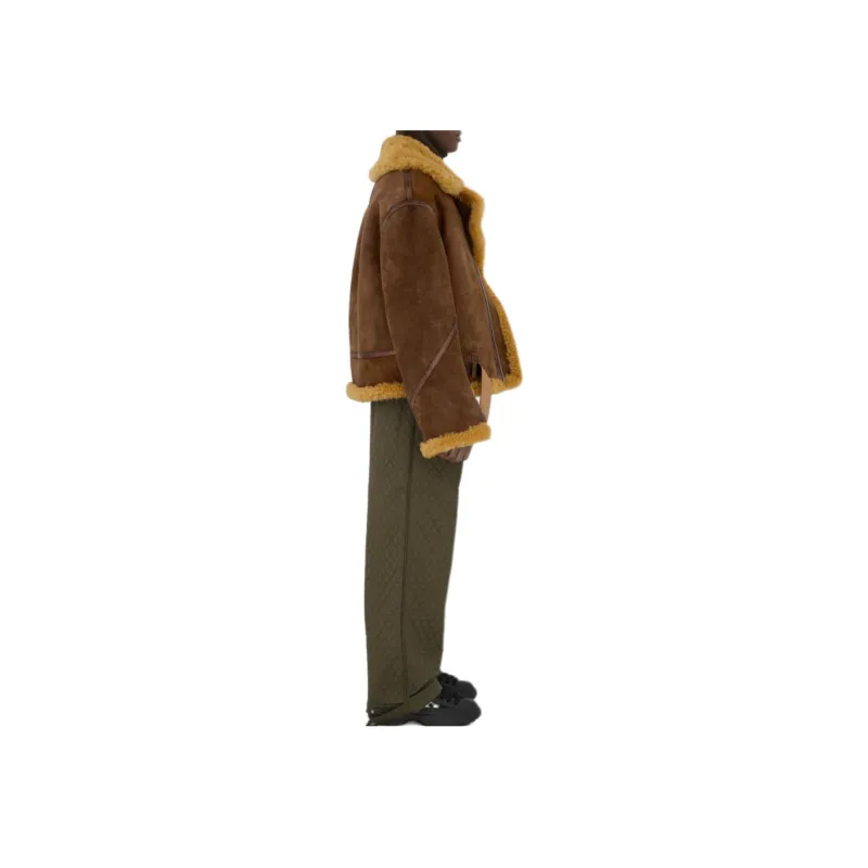 Burberry Shearling trim Leather Jacket-4