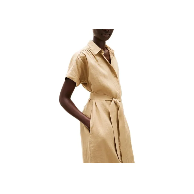 Tommy Hilfiger Short Sleeved Dress Women's Camel-4