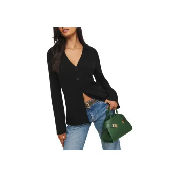 REFORMATION Shea Cashmere Collared Cardigan Cashmere Sweater Women's Black