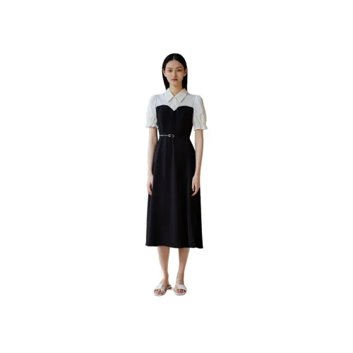 TKY SHOP 블랙 화이트 여성 반팔 원피스