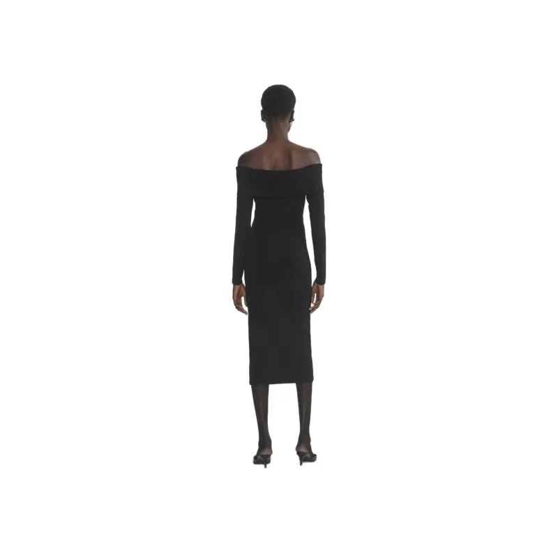 ARITZIA Babaton Sculpt Knit Section Dress Long-Sleeved Dresses Women's Black-3